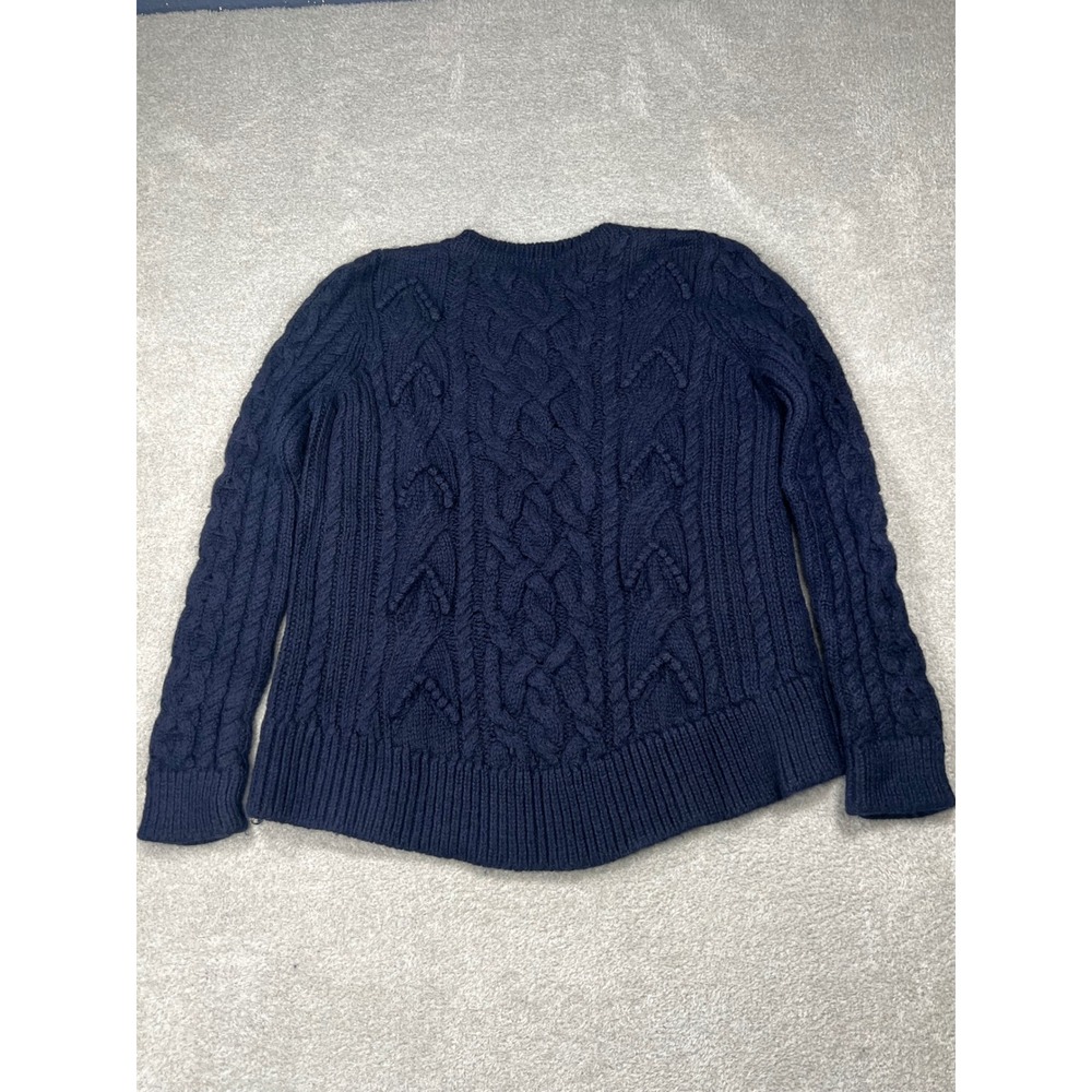 Ulla Johnson Sweater Large Navy Blue Baby Alpaca Cable Knit Side Zip Chunky Twee - Picture 7 of 9